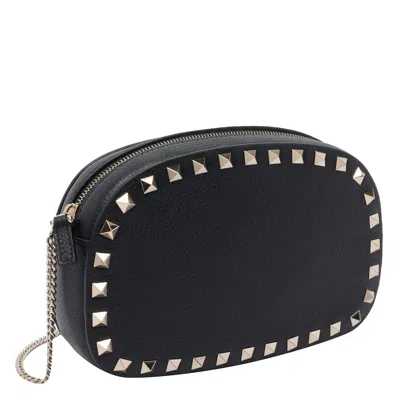 Valentino Borsa A Tracolla Rockstud In Pelle Nera Donna