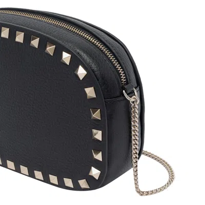 Valentino Borsa A Tracolla Rockstud In Pelle Nera Donna