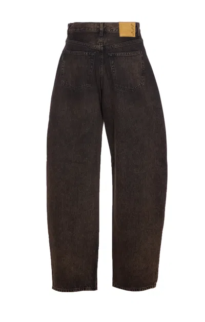 Haikure High-rise Wide-leg Jeans With Belt Loops In Brown