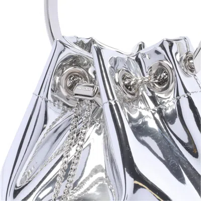 Jimmy Choo Structured Metallic Bucket Bag With Circular Handles