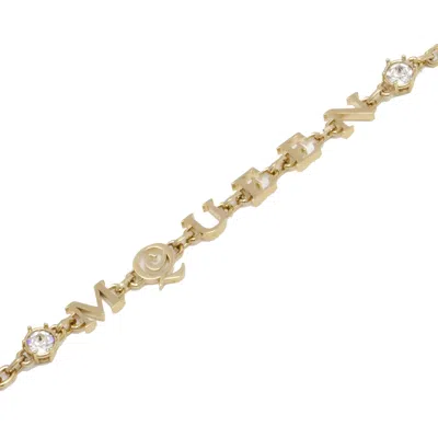 Alexander Mcqueen Logo Lettering Crystal Embellished Bracelet
