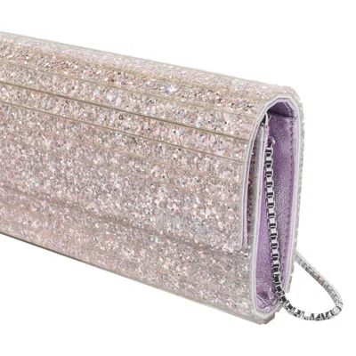 Jimmy Choo Glitter Rectangular Shoulder Bag With Removable Chain In Purple