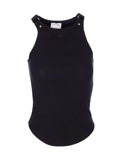 Courrèges Ribbed Tank With Metal Hardware And Piercing Detail