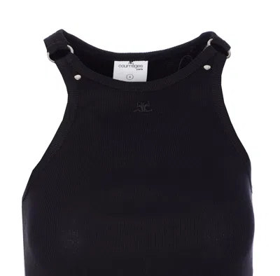 Courrèges Ribbed Tank With Metal Hardware And Piercing Detail