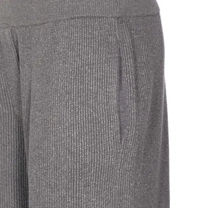 Brunello Cucinelli Ribbed Texture Elastic Waistband Shimmering Finish Trousers