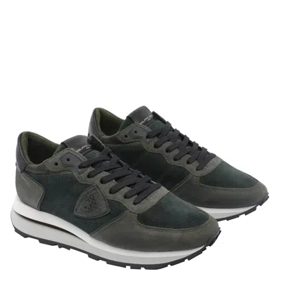 Philippe Model Low Top Suede Panels Sneakers In Black
