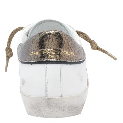 Philippe Model Low Top Leather Sneakers With Metallic Heel In White