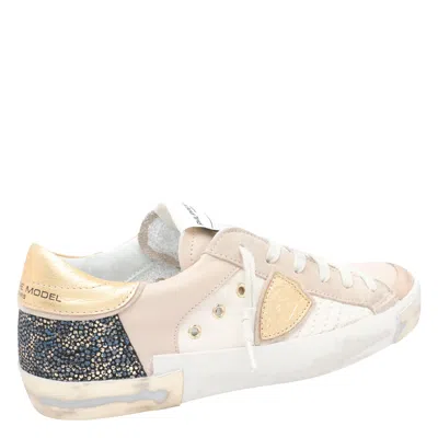 Philippe Model Logo-patch Round-toe Sneakers In Nude