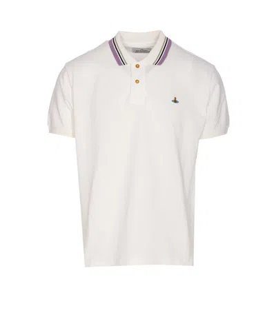 Vivienne Westwood Ribbed Collar Short Sleeves T-shirt In White