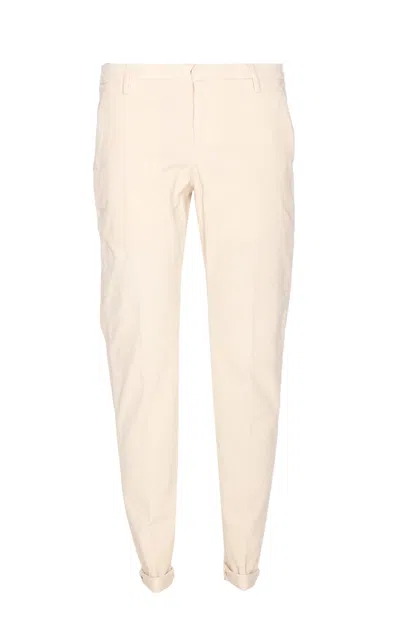 Dondup Tailored Fit Off-white Corduroy Jeans With Button Fly In Neutral