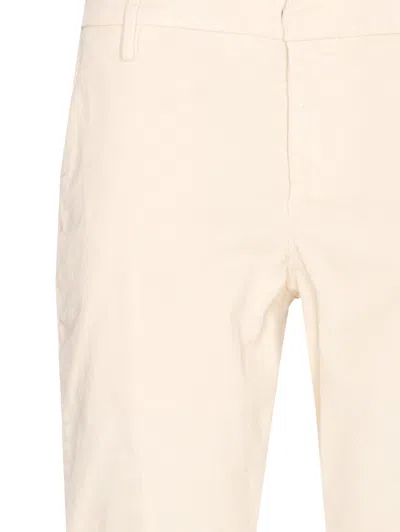 Dondup Tailored Fit Off-white Corduroy Jeans With Button Fly In Neutral