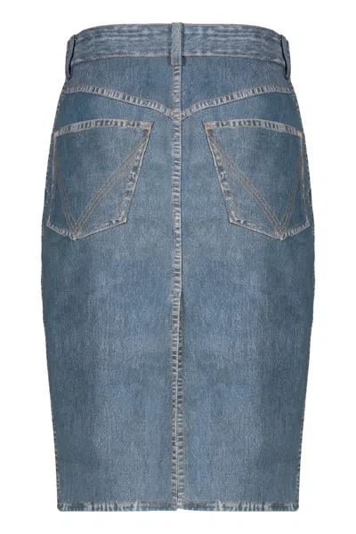 Bottega Veneta High-rise Split-hem Denim Skirt In Blue