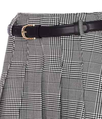 Self-portrait Prince Of Wales Pleated Midi Skirt In Gray