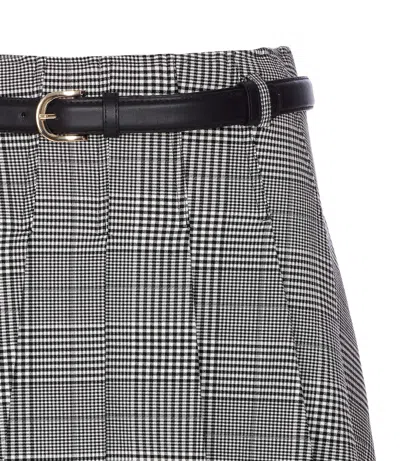 Self-portrait Prince Of Wales Pleated Midi Skirt In Gray