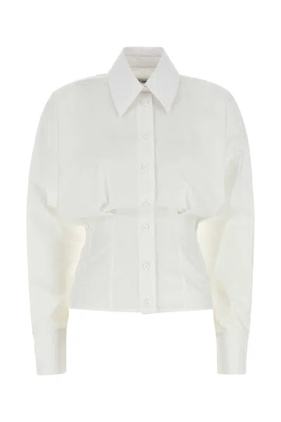 Attico Fitted Waistline Poplin Shirt In White