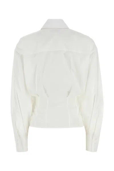 Attico Fitted Waistline Poplin Shirt In White