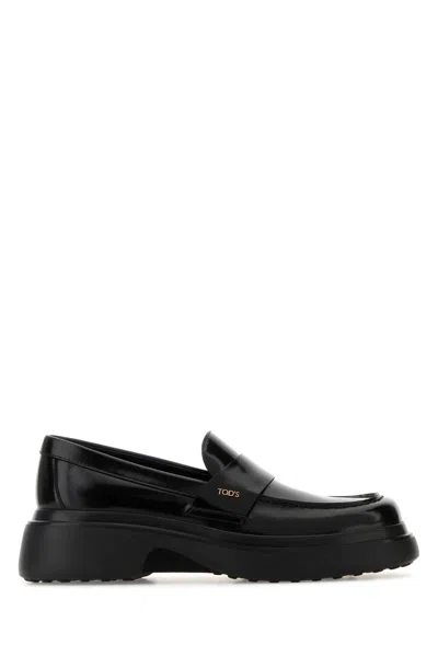 Tod's Leather Loafers With Chunky Sole And Glossy Finish In Black