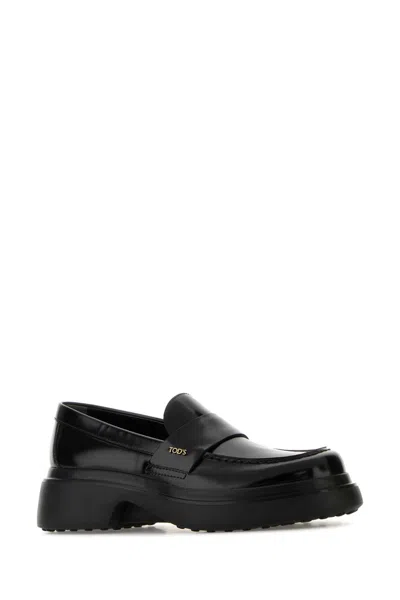 Tod's Leather Loafers With Chunky Sole And Glossy Finish In Black