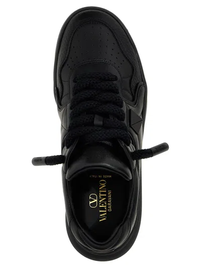 Valentino One Stud Xl Leather Low-top Sneakers In Black