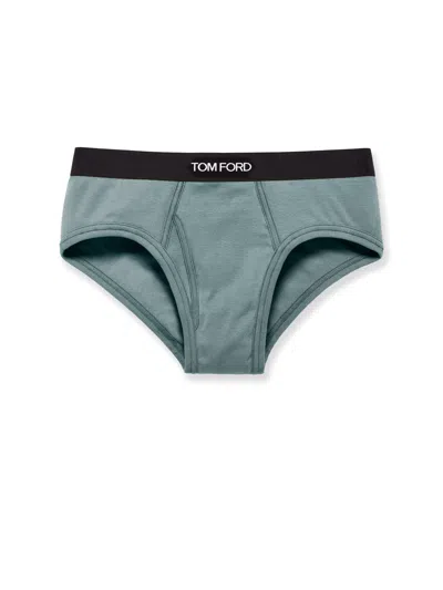 Tom Ford Brief Stretch Cotton Slip In Blue