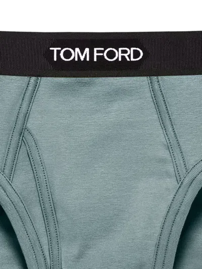 Tom Ford Brief Stretch Cotton Slip In Blue