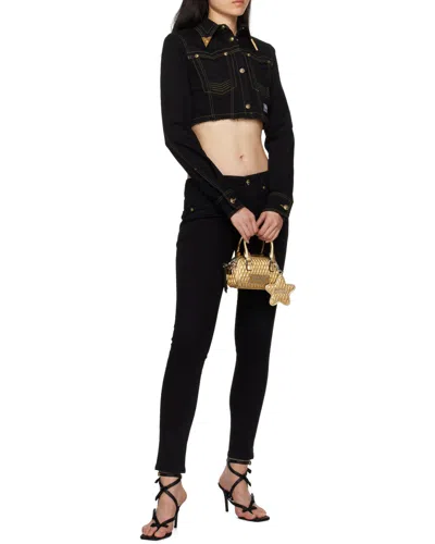 Versace Jeans Couture Logo-lettering Slim-cut Jeans In Black
