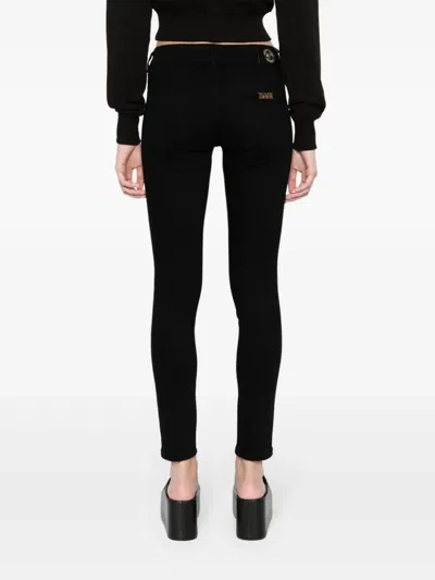 Versace Jeans Couture Logo-lettering Slim-cut Jeans In Black