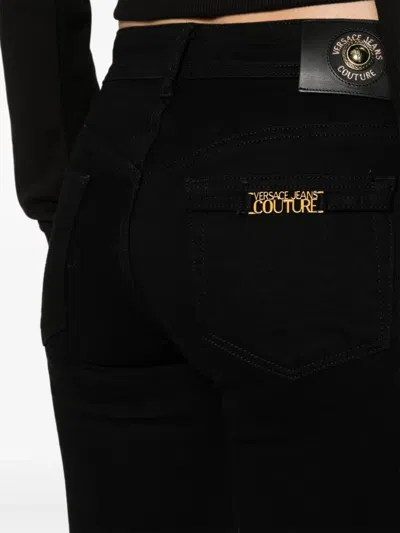 Versace Jeans Couture Logo-lettering Slim-cut Jeans In Black