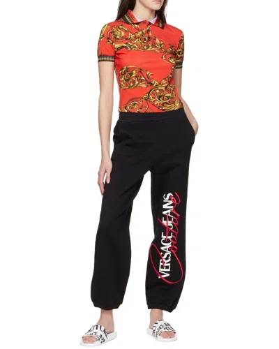 Versace Jeans Embroidered Logo Track Pants In Black