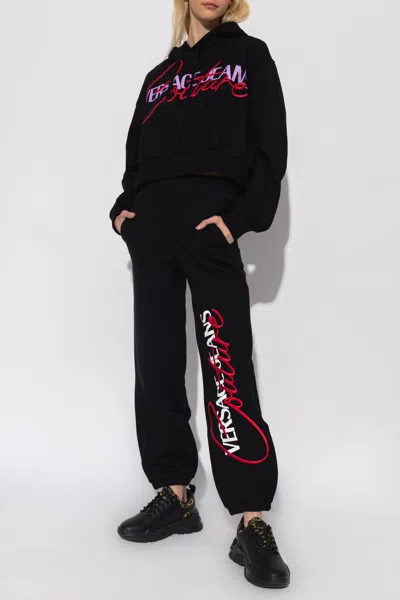 Versace Jeans Embroidered Logo Track Pants In Black