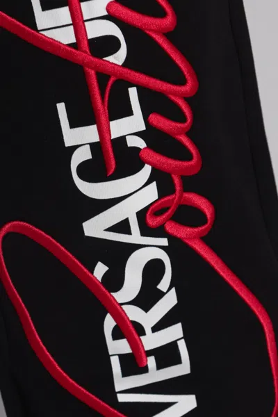 Versace Jeans Embroidered Logo Track Pants In Black