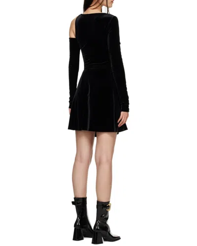 Versace Jeans Cut-out Velvet Dress In Black