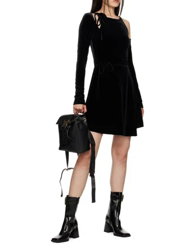Versace Jeans Cut-out Velvet Dress In Black