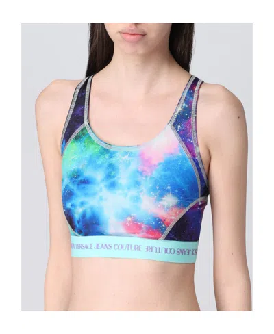 Versace Jeans Couture Abstract Print Sports Bra In Multi