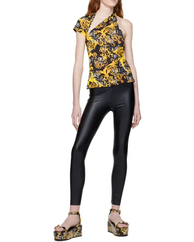 Versace Jeans Logo-waistband Leggings In Black