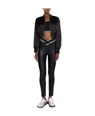 Versace Jeans Logo-waistband Leggings In Black