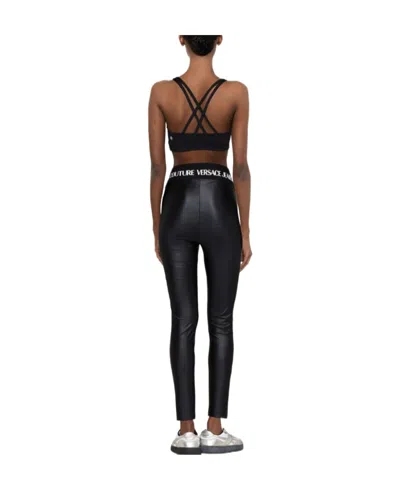Versace Jeans Logo-waistband Leggings In Black