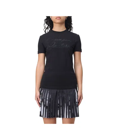 Versace Jeans Couture Logo Embellished Crewneck T-shirt In Black