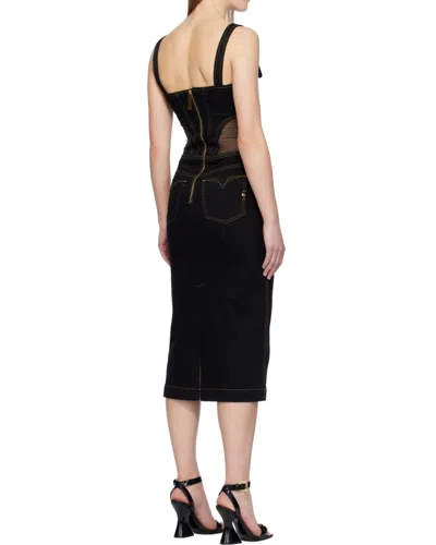 Versace Jeans Couture Contrast-stitching Sleeveless Denim Dress In Black