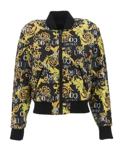 Versace Jeans Logo Pattern Double-sided Pilot Jacket In Black