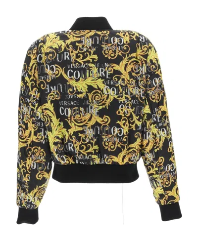 Versace Jeans Logo Pattern Double-sided Pilot Jacket In Black