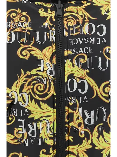 Versace Jeans Logo Pattern Double-sided Pilot Jacket In Black