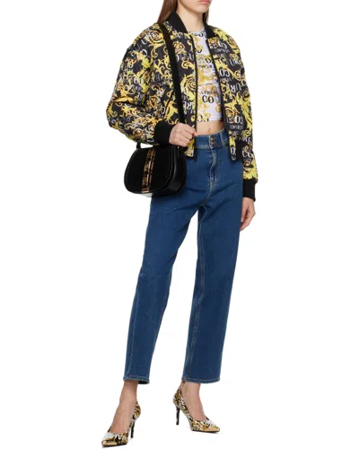 Versace Jeans Logo Pattern Double-sided Pilot Jacket In Black