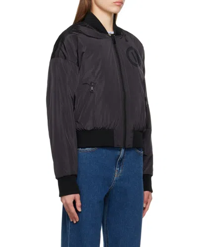 Versace Jeans Logo Pattern Double-sided Pilot Jacket In Black