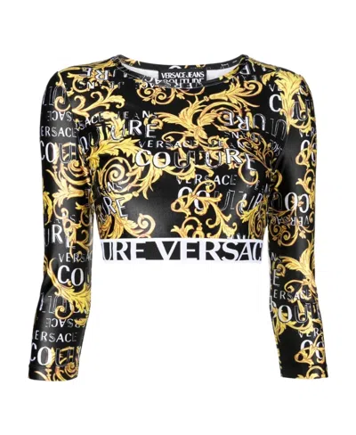 Versace Jeans Cropped All-over Logo Print Top