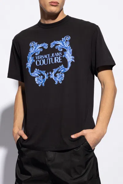 Versace Jeans Couture Logo-printed Crewneck T-shirt In Black