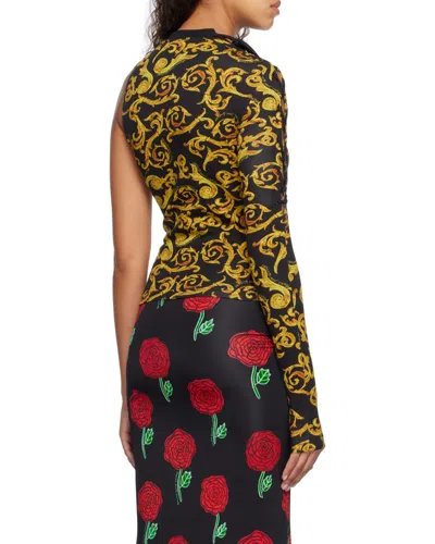 Versace Jeans Baroque Print Single-sleeve Top In Multi