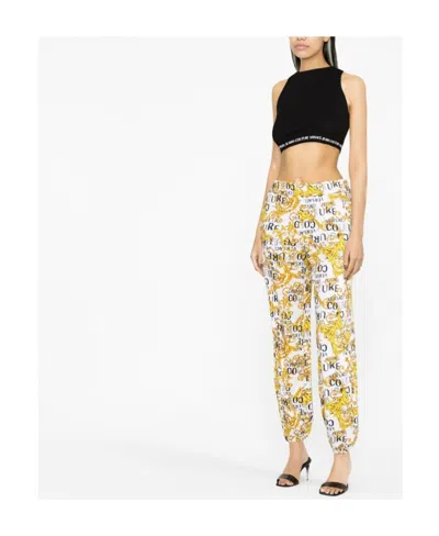 Versace Jeans Logo-print Cropped Tank Top In Black