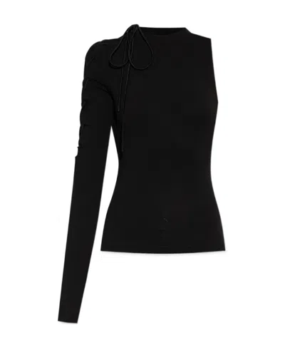 Versace Jeans One-sleeve Cut-out Detailing Top In Black