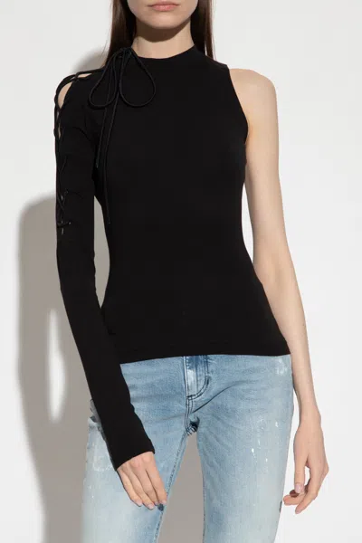 Versace Jeans One-sleeve Cut-out Detailing Top In Black